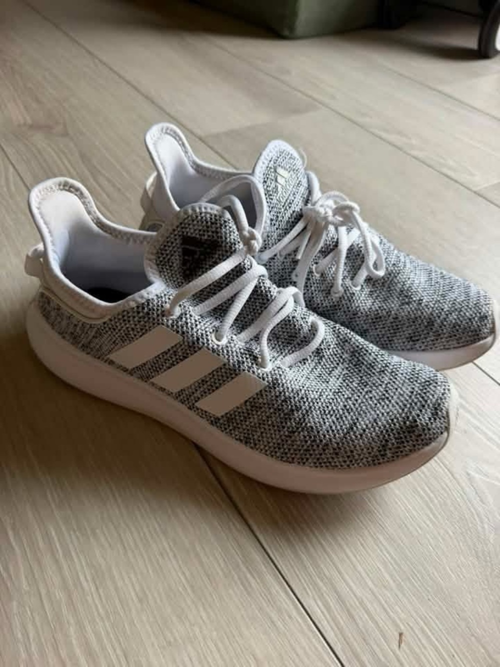 adidas Grey and White Knit Running Shoes